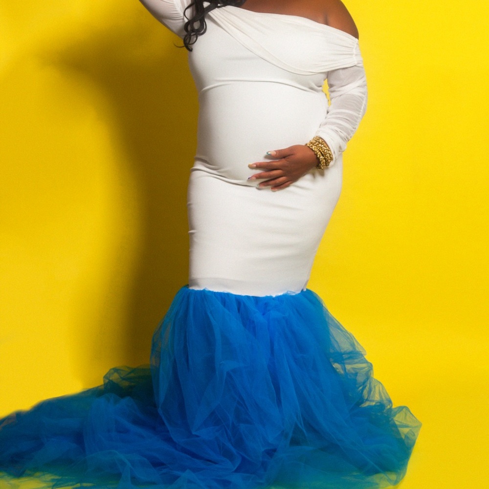 White and blue mermaid dress